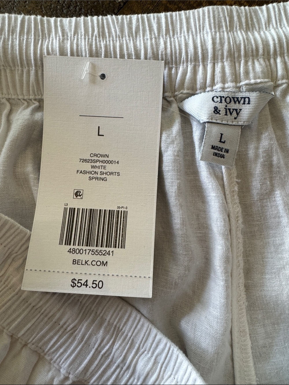 NWT Crown & Ivy Linen/Rayon White Ruffle Short Size Large - Picture 6 of 7